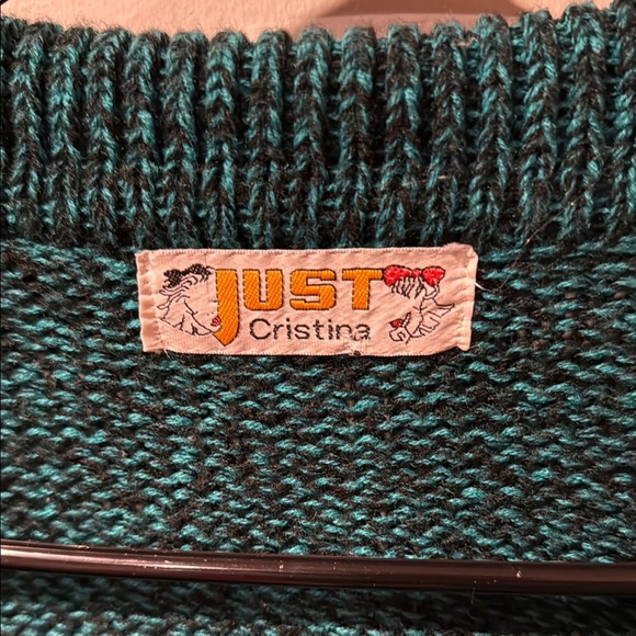 Vintage 1980s Women’s Teal Button-Up Knit Sweater - Picture 2 of 6